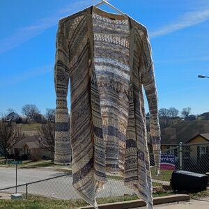 ⭐Free People Striped Knit Cardigan • Open Weave Boho Sweater • Size Medium